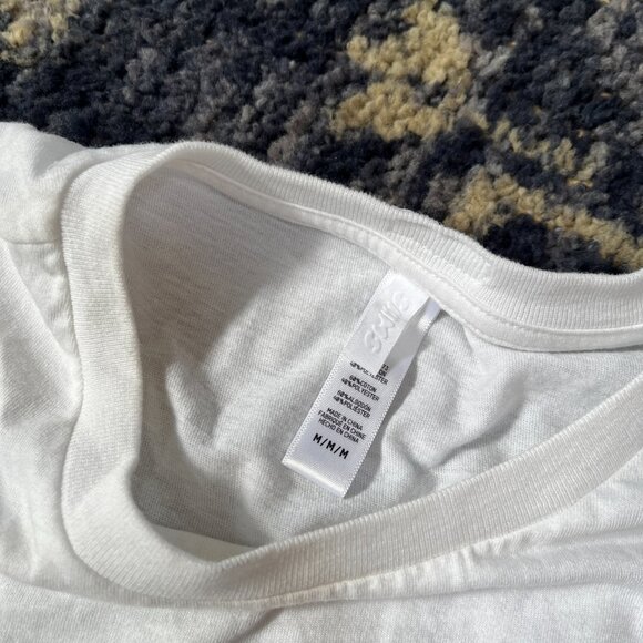 $45 SKIMS White Cotton Blend Short Sleeve Tee Size Medium - Picture 3 of 5